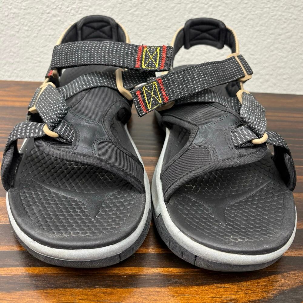 Ozark Trail Men’s Size 10 Brown Black Gray Velcro Cross Strap Mountain Sandals